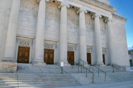 The original entrance of Temple Israel